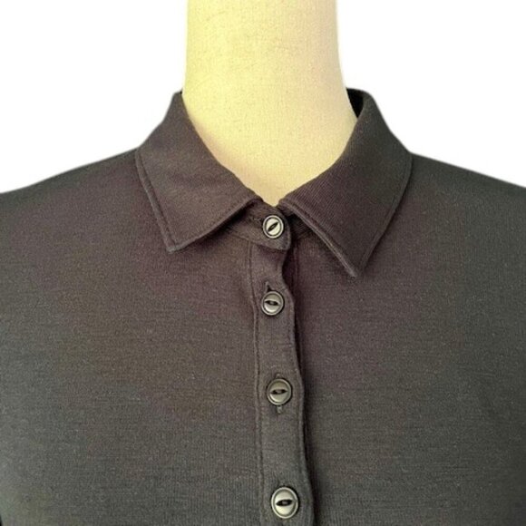 rag & bone Lea Polo Shirt Long Sleeves 5 Buttons Black Size Large MSRP $158 NWT - Picture 4 of 15